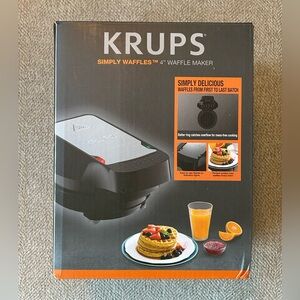 KRUPS Simply Waffles 4" Waffle Maker - Black/Silver